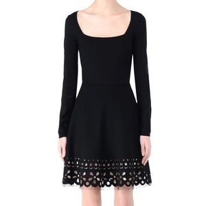 VINTAGE Red Valentino Longuette Laser Cut Knit Black Dress. Size 38, US 2/XS NWT